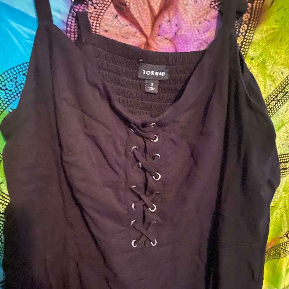 Torrid Black Stretch Challis Culotte Jumpsuit 1X